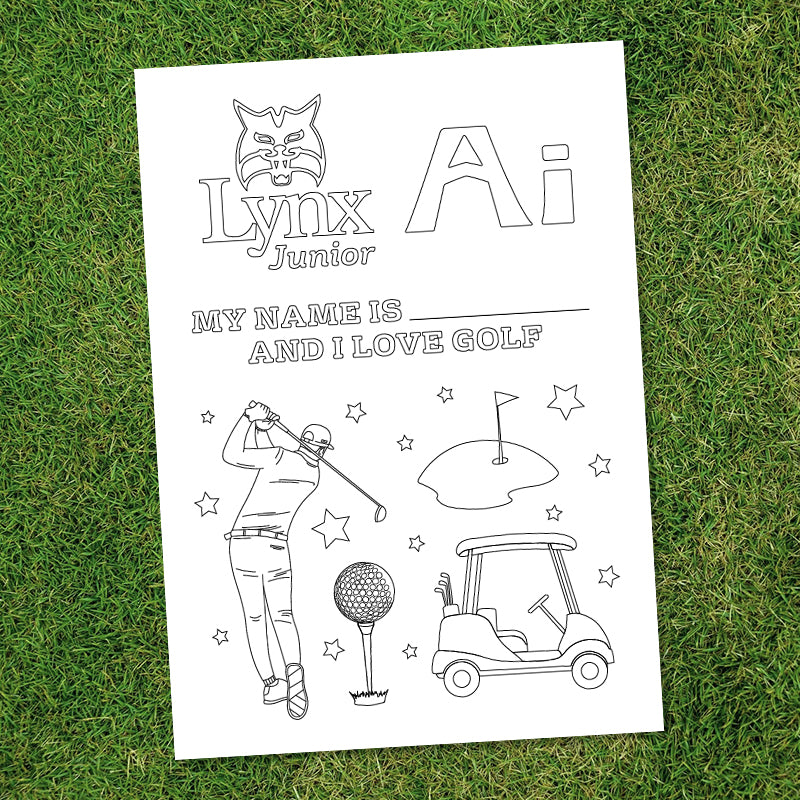 I Love Golf Colouring Sheet (Free Download)-Lynx Golf UK